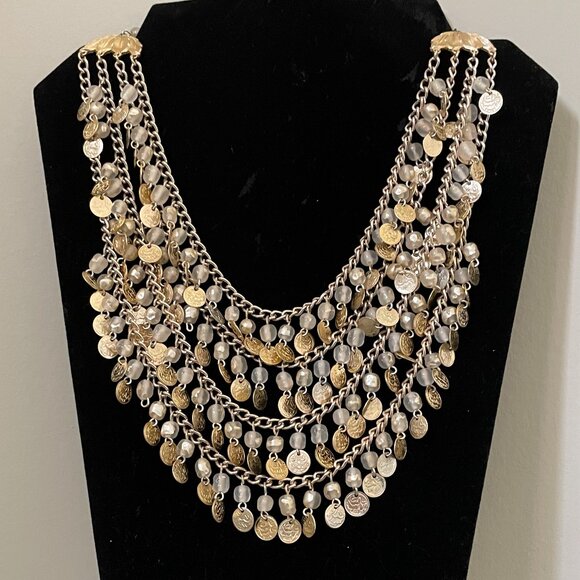 Vintage Multi Strand Gold Coin Necklace Stamped Japan - Picture 7 of 7